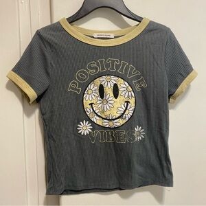 Caution To The Wind crop too- Gray and Yellow